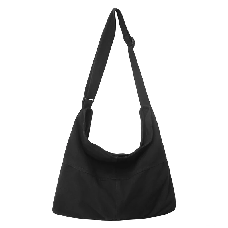 Simple Solid Color College Shoulder Bag Women Male Student Canvas Crossbody Bag  - £34.66 GBP