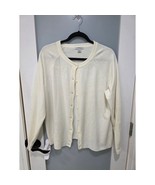 Mercer Street Studio Cream Cardigan Sweater XL Pearl Buttons Spots - $14.00