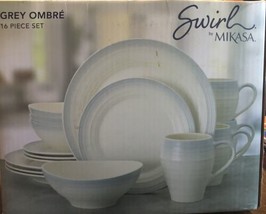 Mikasa Swirl Ombre Grey 12 Pc Dinnerware Set. Missing 1 Mug And 3 Bowls. - £70.64 GBP