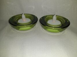 Green Chunky Glass Tealight Candle Holder - Set of 2 - $10.00