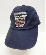 Harley-Davidson Baseball Hat Cap Eagle Flag Blue Adult Vintage Distress - £29.01 GBP