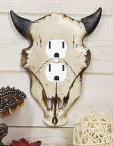 Set of 2 Western Bull Bison Cow Skull Double Receptacle Outlet Wall Plates - £20.15 GBP