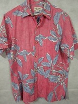 Classic Cooke Street Reverse Print Red and Blue Floral Hawaiian Aloha Shirt M - £28.27 GBP