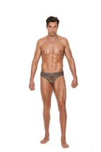 Elegant Moments Mens Leopard Print Thong Back Underwear Brief Large XL - £19.14 GBP