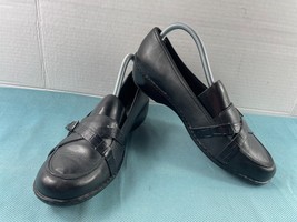 Clarks Loafers Women 9 M Shoes Black Leather Slip On Casual Straps Comfo... - $27.54