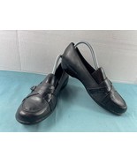 Clarks Loafers Women 9 M Shoes Black Leather Slip On Casual Straps Comfo... - $38.63 CAD