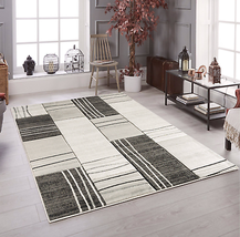 Modern Grey Soft Geometric Hand-Carved Rug - 3&#39;8&quot; X 5&#39;6&quot; - $53.95