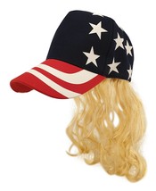 USA Stars and Stripes Mullet Hat Wig America Brown/Blonde Joe Exotic Tiger King - £13.62 GBP