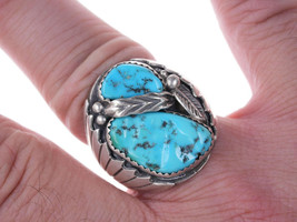 Sz9 Vintage Navajo Sterling turquoise ring - £159.94 GBP