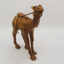 Vintage Leather  Camel Art Sculpture Glass Eyes Saddle 9&quot; Tall      2ob c - $13.86