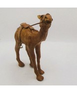 Vintage Leather  Camel Art Sculpture Glass Eyes Saddle 9&quot; Tall      2ob c - $260.16 MXN