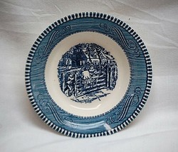 Old Vintage Currier &amp; Ives Blue by Royal USA 5-3/4&quot; Fruit Dessert Sauce ... - $8.90