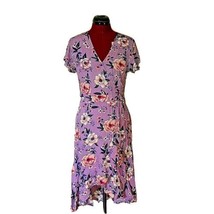 Xhilaration Dress Multicolor Women Floral Size XS Faux Wrap High Low Hem - $24.75
