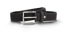 Mens belt black vegan nubuck square silver buckle adjustable fashion ele... - £42.13 GBP