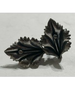 Native American Flower Leaf Clip On Clamp Stud Earrings Sterling Silver ... - £38.92 GBP