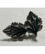Native American Flower Leaf Clip On Clamp Stud Earrings Sterling Silver ... - $49.49