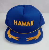 Vintage Hawaii Blue With Gold Embroidery Mesh Back Snapback Baseball Cap - $16.48