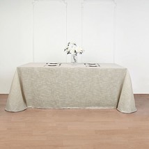 Beige 90X156&quot;&quot; Rectangular Premium Faux Burlap Polyester Tablecloth Wedding Gift - £38.84 GBP