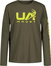 Under Armour UA Hunt Shirt Youth Boys XL Olive Green Long Sleeve Antler Logo NEW - $21.65