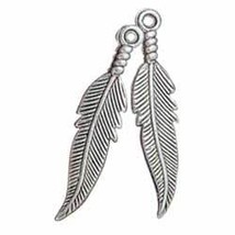 Tandy Leather Feather Embellishments Medium Silver plate dangles 2 pack - £2.04 GBP