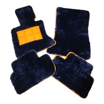 Genuine Navy Blue Lambswool Sheepskin Madarin Leather Trim floor mats fits Dawn - £1,152.09 GBP