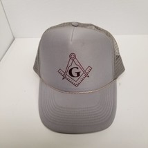 Vintage Free Masons Society Gray Trucker Mesh Back Snapback Hat - £14.31 GBP