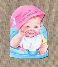 Ephemera Vintage 50s Gibson Baby’s First Birthday Card Child Cupcake - £4.65 GBP