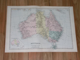 1891 Original Antique Map Of Australia / Melbourne Sydney Brisbane Perth - $29.58