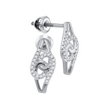 10k White Gold Round Diamond Swirl Cluster Stud Screwback Earrings 1/8 Cttw - £160.05 GBP