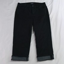 NYDJ 6 Lift Tuck Marilyn Straight Cropped Black Stretch Denim Womens Jeans - £11.96 GBP