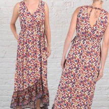 Band of Gypsies Junior Print Floral Wrap Maxi Dress NWT Size XS Red Cream Viscos - £19.02 GBP