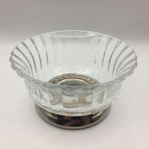 4&quot; KIG Glass Bowl Silver Bottom Fleur de Lis Trinket Jewelry Display Dis... - $19.99