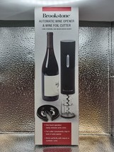 Brookstone One Touch AUTOMATIC WINE OPENER &amp; Wine Foil Cutter Black New ... - $19.99