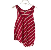 Free People We The Free Striped Tank Top Size S Red White Sheer Gauze Asymmetric - £7.98 GBP