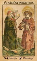 Sts Cosmas and Damian –3 sizes – by Johann Ulrich Wechtlin – Woodcut – Catholic - £11.06 GBP+