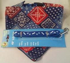 Dog Collar with removeable bandana and 48&quot; Leash - £7.99 GBP