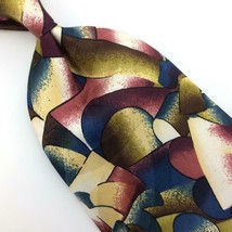 Stefano Milano Made In Italy Tie Abstract Beige Brown Olive Silk Necktie I18-300 - £12.65 GBP