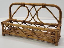 MM) Vintage Wicker Rattan Bamboo Wall Tabletop Rack Caddy - £15.65 GBP