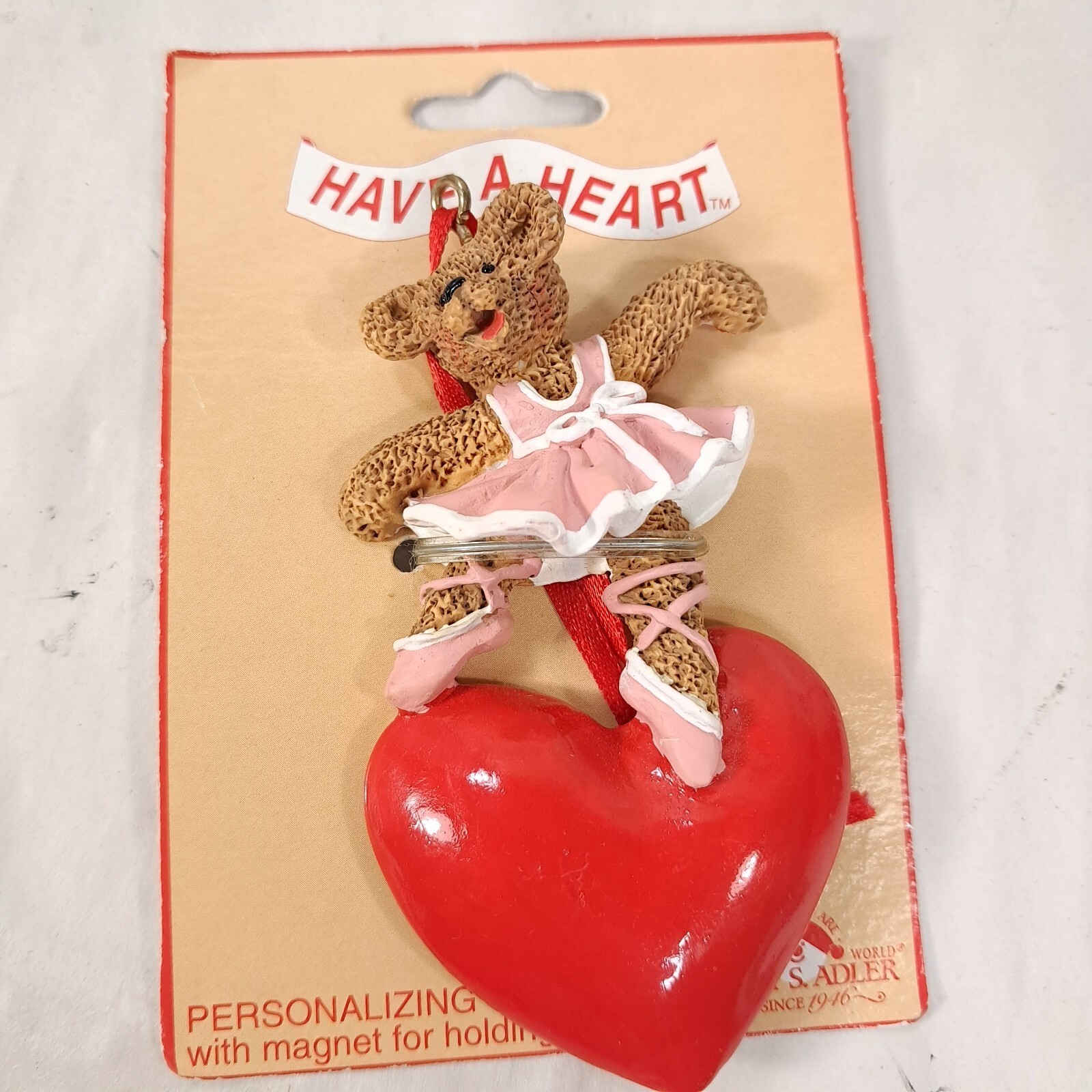 NEW Kurt Adler Have a Heart ornament magnet Ballerina heart bear Valenti... - $9.00