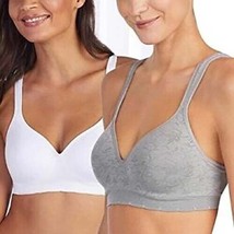 CAROLE HOCHMAN Women&#39;s 2Pack Seamless Wire Free Comfort Bras GREY FLOWER... - $15.83