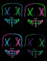 X Eyes EL Wire LED Light UP Halloween Mask Glow Mask - £10.21 GBP