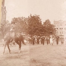 Antique Sepia Tone Photo Marching Band in 4th of July Parade California - $26.64