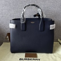 Burberry $1750 Banner Medium Bag In Blue Leather, NWT.! - $965.25