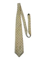 Bert Pulitzer Silk Tie Yellow Geometric Pattern Made in USA Vintage Desi... - $16.20