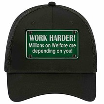 Work Harder Novelty Black Mesh License Plate Hat - £22.80 GBP