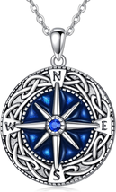 Graduation Gift, Compass Necklace for Women 925 Sterling Silver Celtic Knot Neck - £37.18 GBP