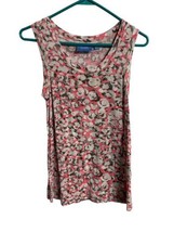 Simply Vera Wang Top Womens  Size XS Floral Sleeveless Pink Blouse Draped Career - £6.57 GBP