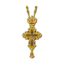 5 1/2&quot; Byzantine Crucifixion Icon Colored Stones Greek Orthodox Pectoral Cross - £51.76 GBP