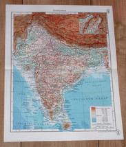 1937 Vintage Map Of British India / Pakistan Nepal Bangladesh Himalaya - £16.82 GBP