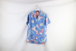 Vintage 90s Streetwear Womens XL Faded Flower Guitar Hawaiian Button Shirt USA - £34.84 GBP